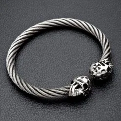 Bikerringshop Skull Silver Bangle Bracelet -Outlet Rings Store Jew05 4844