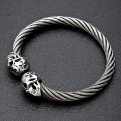 Bikerringshop Skull Silver Bangle Bracelet -Outlet Rings Store Jew05 4846