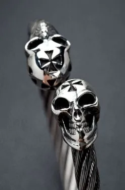 Bikerringshop Skull Silver Bangle Bracelet -Outlet Rings Store Jew05 4856