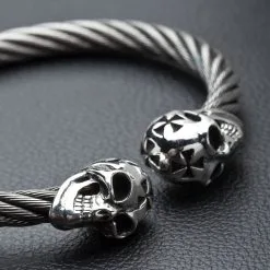Bikerringshop Skull Silver Bangle Bracelet