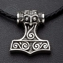 Bikerringshop Big Silver Thors Hammer Mens Pendant Necklace