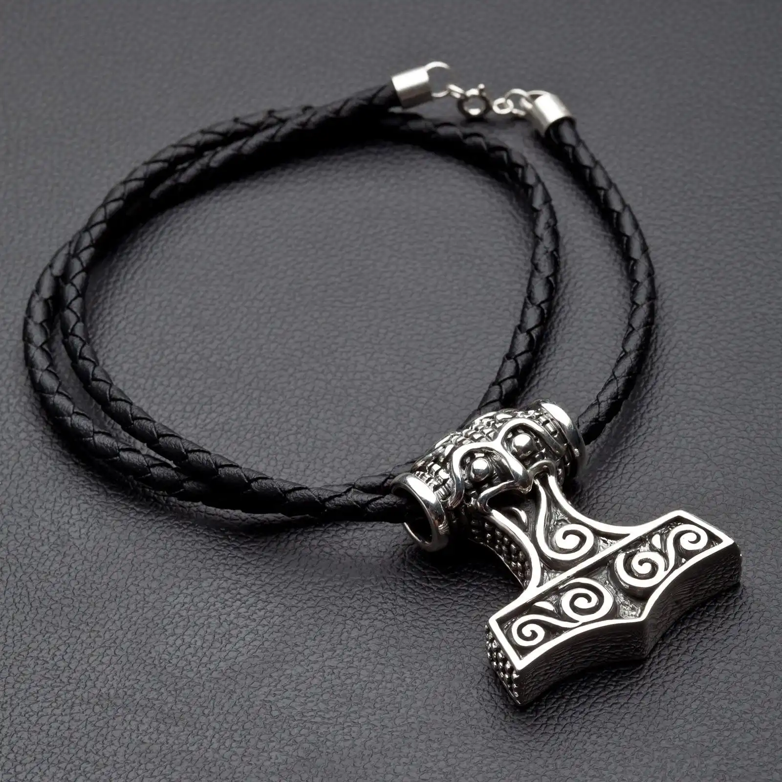 Bikerringshop Big Silver Thors Hammer Mens Pendant Necklace 6 Bikerringshop Big Silver Thors Hammer Mens Pendant Necklace - Image 4