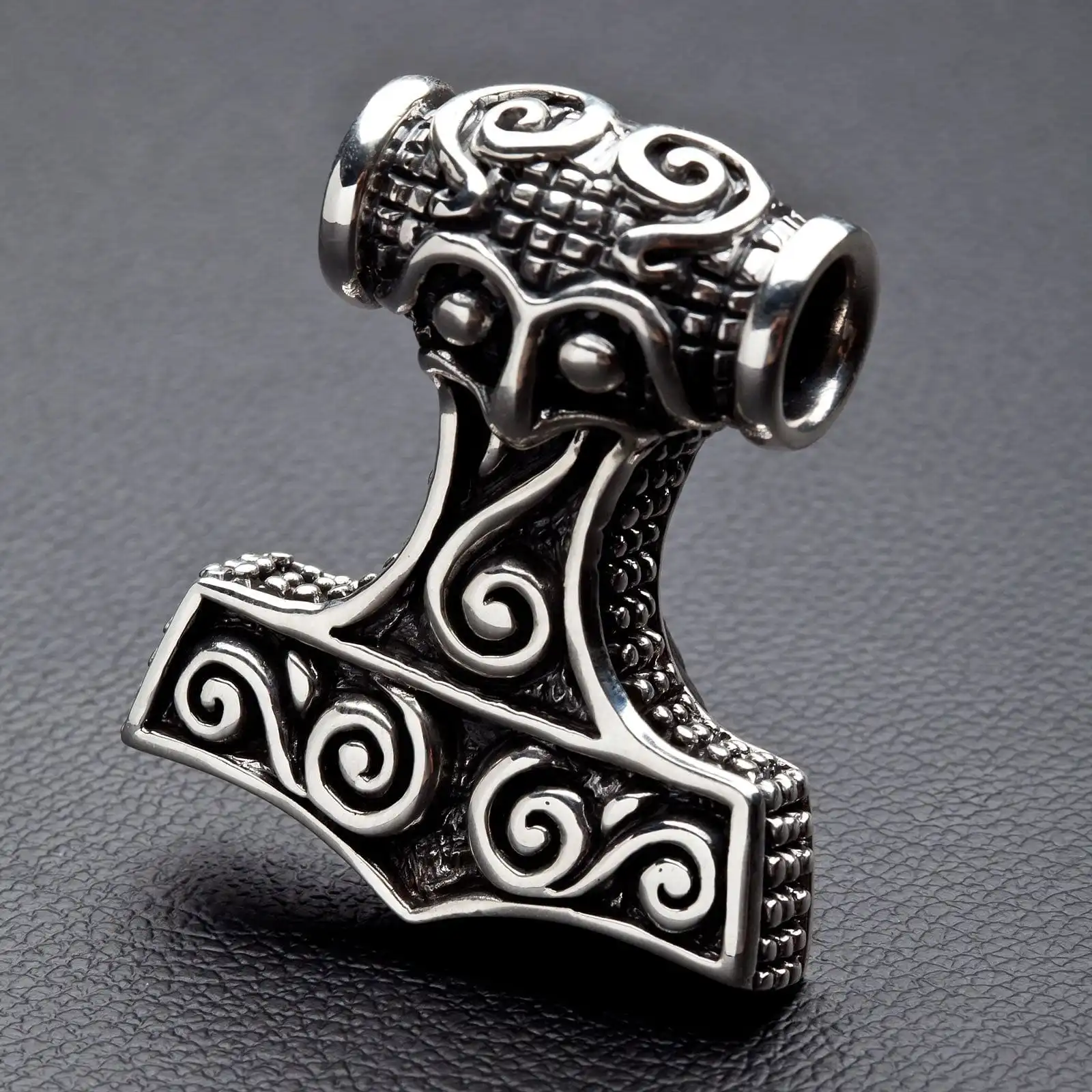 Bikerringshop Big Silver Thors Hammer Mens Pendant Necklace 4 Bikerringshop Big Silver Thors Hammer Mens Pendant Necklace - Image 2