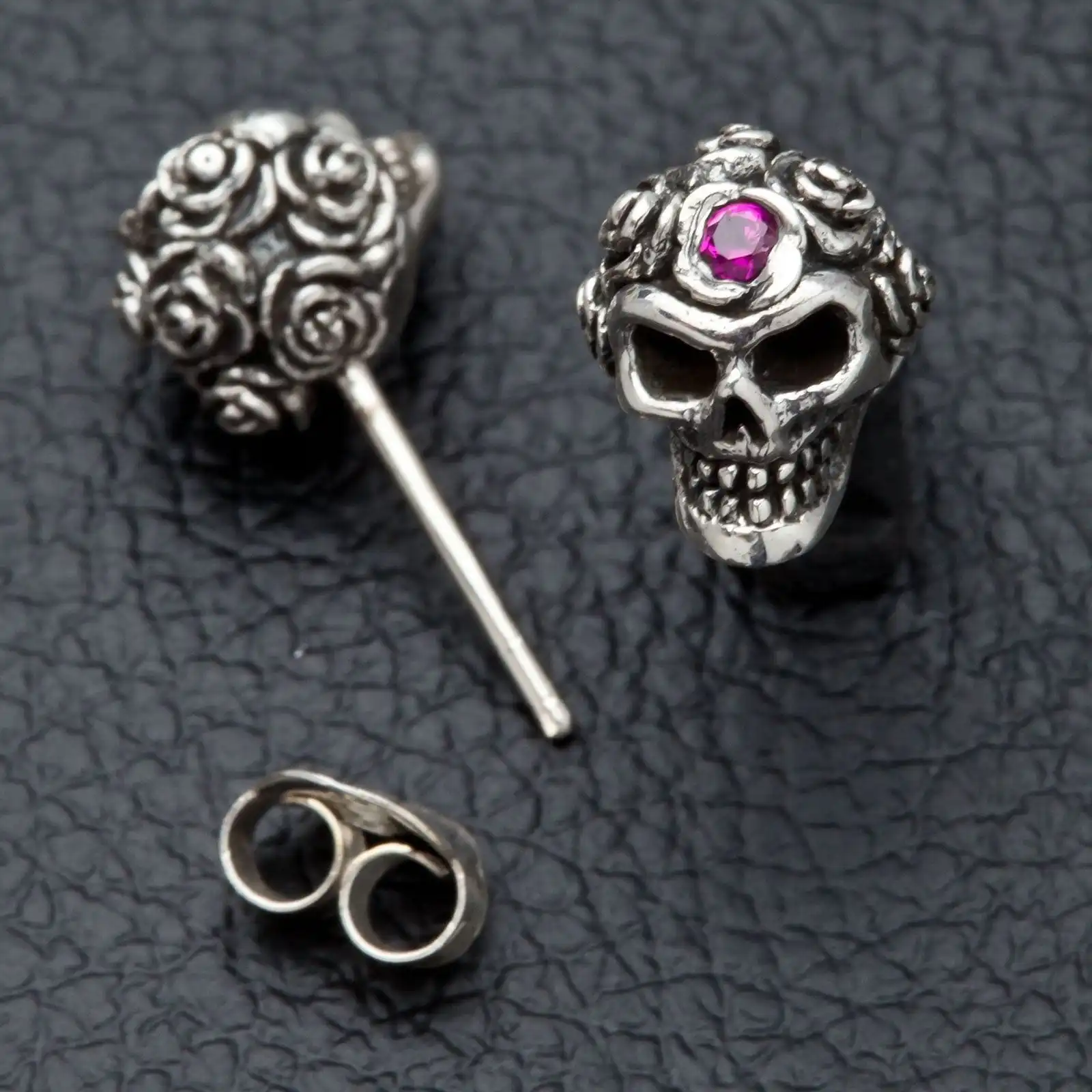 Bikerringshop Tribal Rose Skull Mens Earrings 5 Bikerringshop Tribal Rose Skull Mens Earrings - Image 3