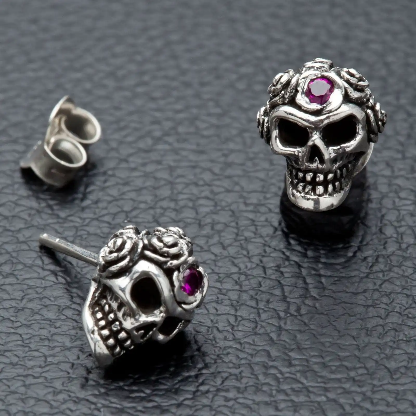 Bikerringshop Tribal Rose Skull Mens Earrings 6 Bikerringshop Tribal Rose Skull Mens Earrings - Image 4