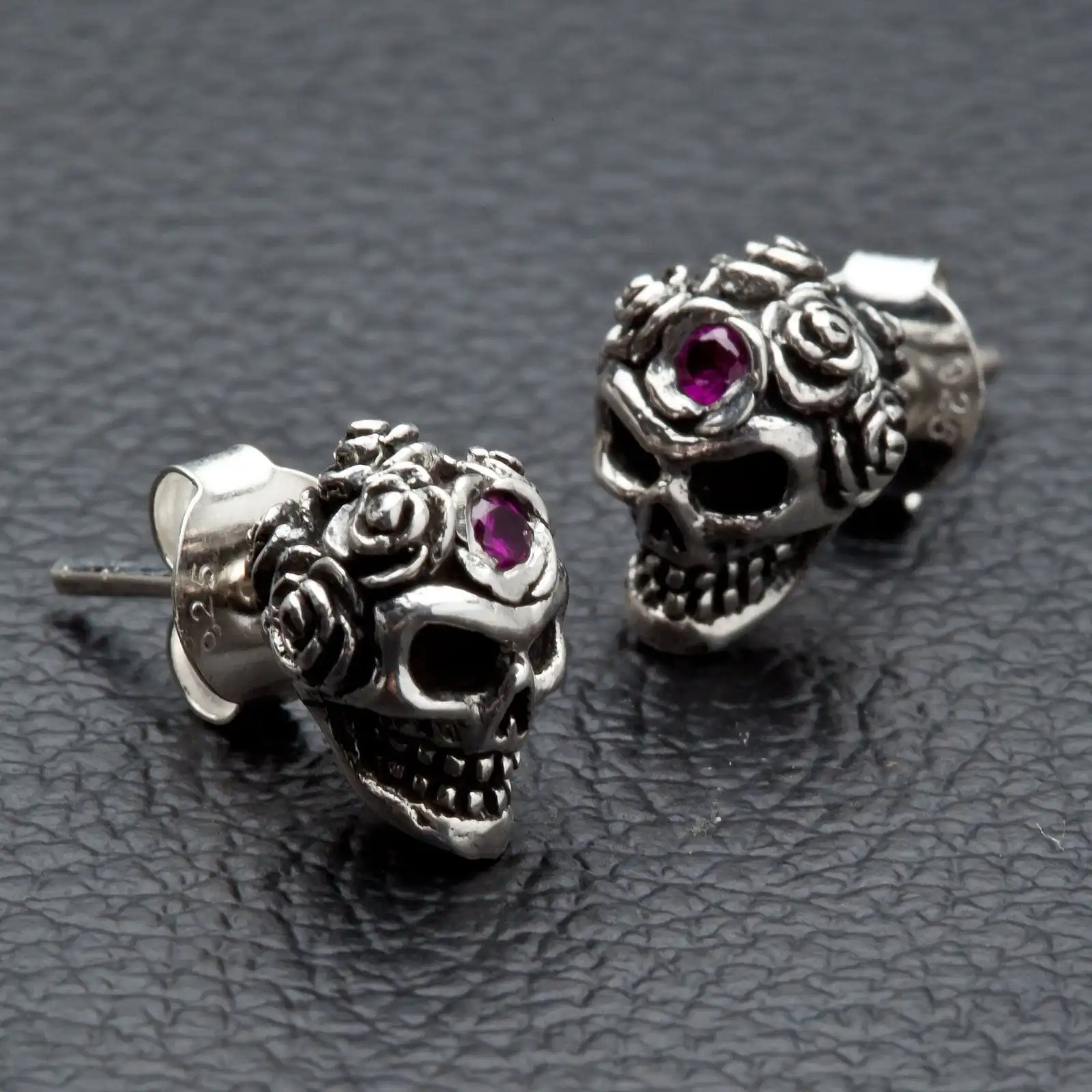 Bikerringshop Tribal Rose Skull Mens Earrings 3 Bikerringshop Tribal Rose Skull Mens Earrings
