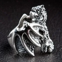 Bikerringshop Sterling Silver Knight Dragon Ring -Outlet Rings Store Knight Dragon Ring 2