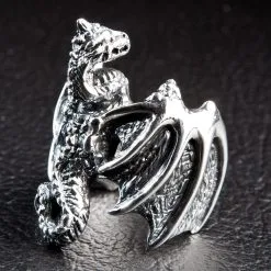 Bikerringshop Sterling Silver Knight Dragon Ring -Outlet Rings Store Knight Dragon Ring 4