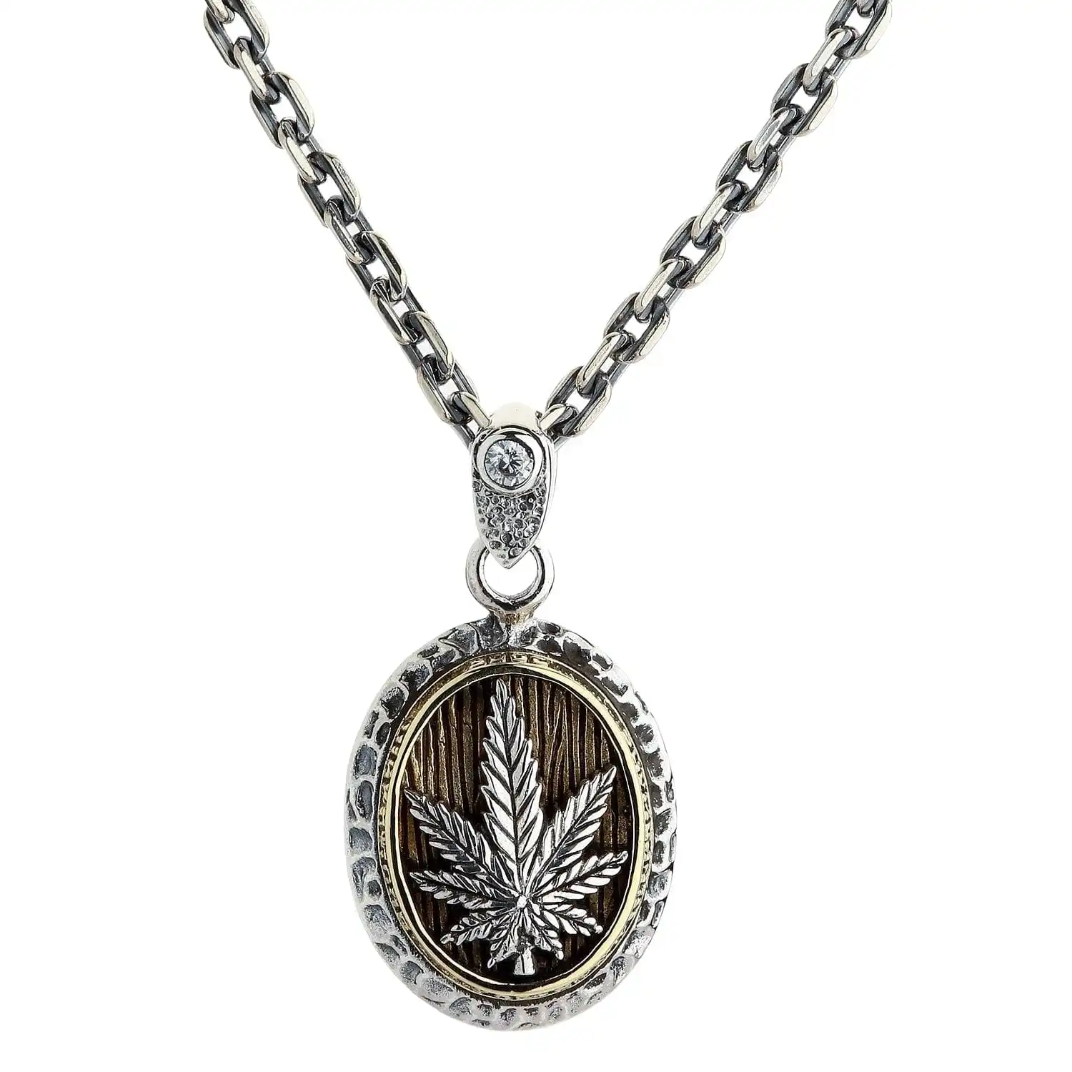 Bikerringshop Silver Brass Marijuana Pendant Necklace 10 Bikerringshop Silver Brass Marijuana Pendant Necklace - Image 8