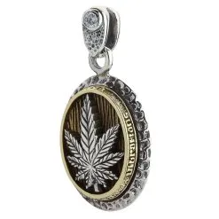 Bikerringshop Silver Brass Marijuana Pendant Necklace 15 Bikerringshop Silver Brass Marijuana Pendant Necklace -Outlet Rings Store Marijuana pendant 2