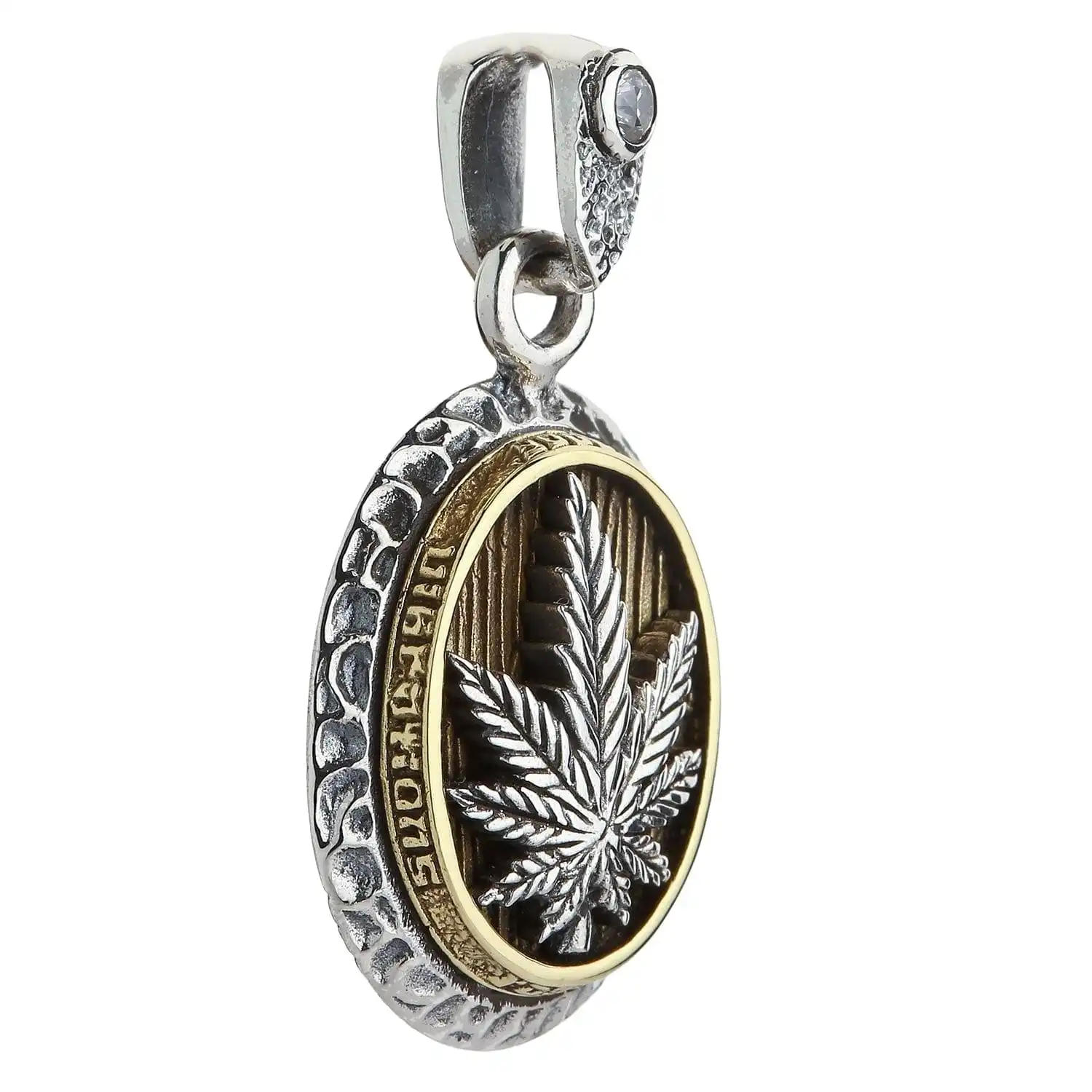 Bikerringshop Silver Brass Marijuana Pendant Necklace 8 Bikerringshop Silver Brass Marijuana Pendant Necklace - Image 6