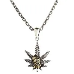 Bikerringshop Sterling Silver Praying Hands Marijuana Pendant Necklace 17 Bikerringshop Sterling Silver Praying Hands Marijuana Pendant Necklace -Outlet Rings Store Praying Hands Marijuana necklace 1