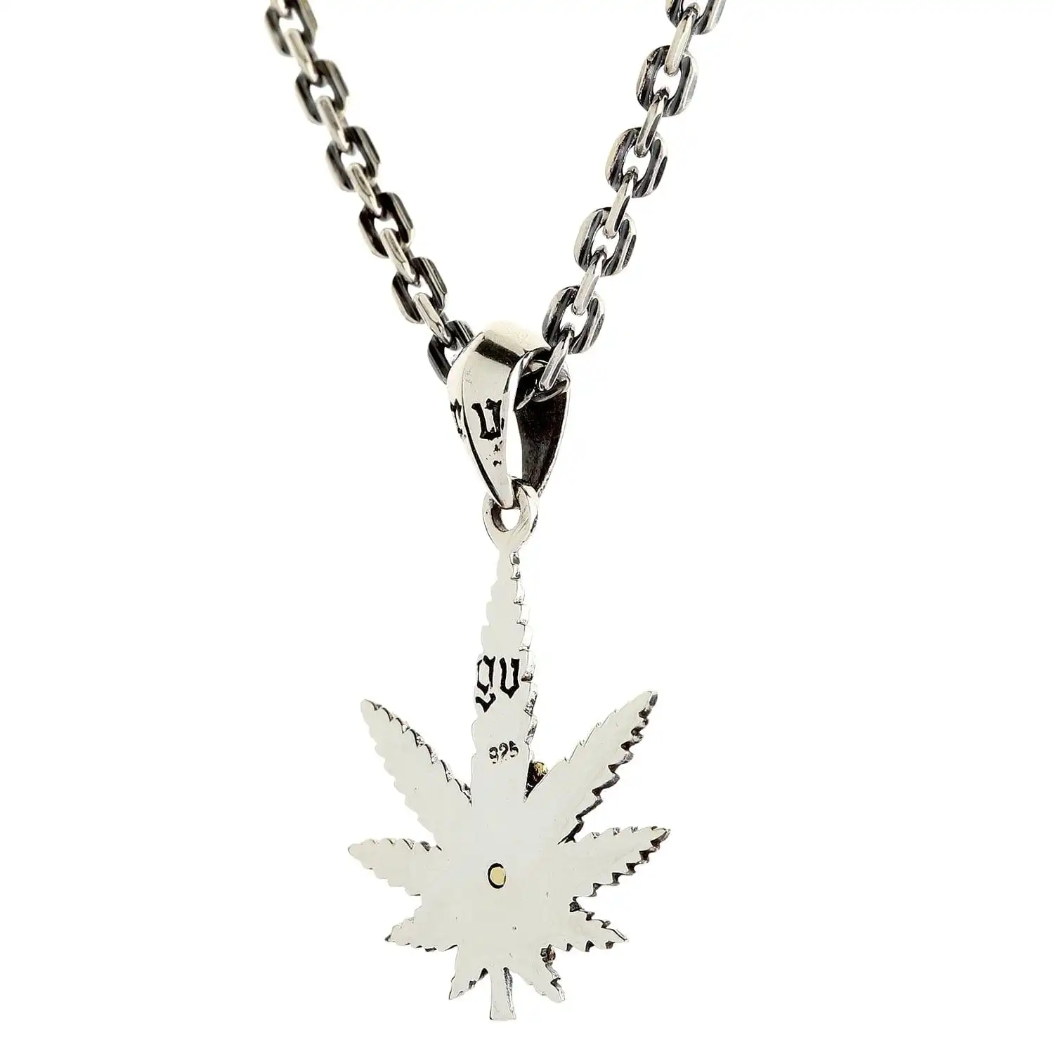 Bikerringshop Sterling Silver Praying Hands Marijuana Pendant Necklace 8 Bikerringshop Sterling Silver Praying Hands Marijuana Pendant Necklace - Image 6