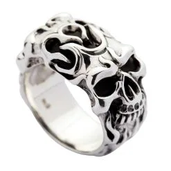 Bikerringshop Sterling Silver Roller Skull Biker Ring 12 Bikerringshop Sterling Silver Roller Skull Biker Ring -Outlet Rings Store Roller Skull Biker Ring