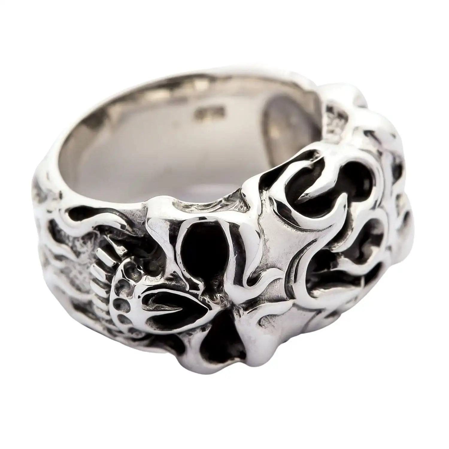 Bikerringshop Sterling Silver Roller Skull Biker Ring 8 Bikerringshop Sterling Silver Roller Skull Biker Ring - Image 6