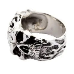 Bikerringshop Sterling Silver Roller Skull Biker Ring