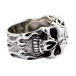 Bikerringshop Sterling Silver Roller Skull Biker Ring 13 Bikerringshop Sterling Silver Roller Skull Biker Ring -Outlet Rings Store Roller Skull Biker Ring 7