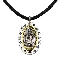 Bikerringshop Santa Muerte Gothic Pendant Necklace 16 Bikerringshop Santa Muerte Gothic Pendant Necklace -Outlet Rings Store Santa Muerte necklace
