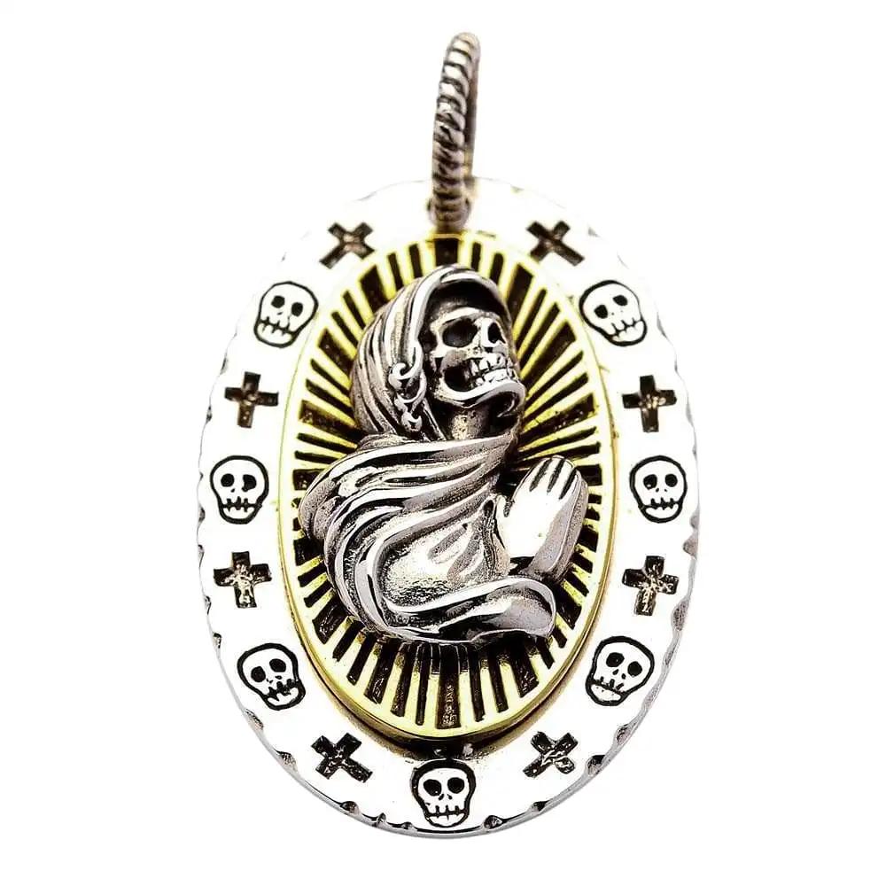 Bikerringshop Santa Muerte Gothic Pendant Necklace 7 Bikerringshop Santa Muerte Gothic Pendant Necklace - Image 5