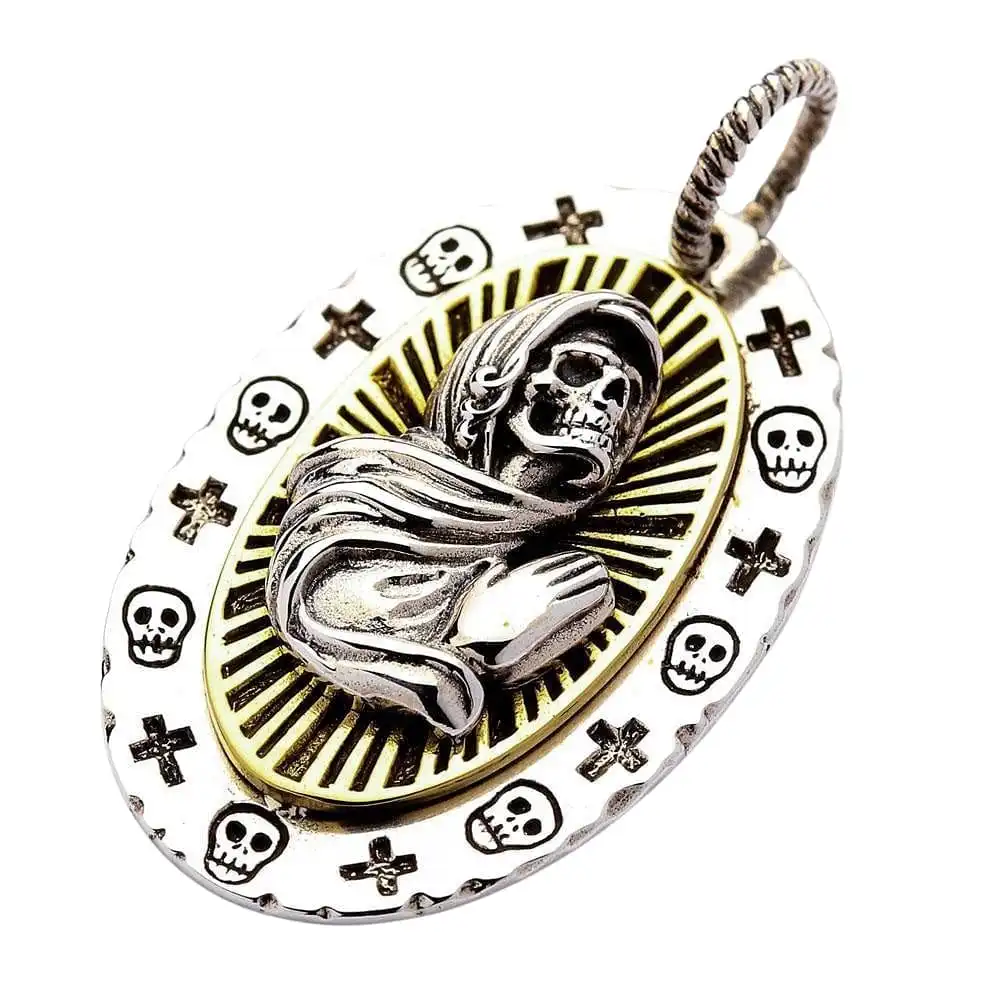 Bikerringshop Santa Muerte Gothic Pendant Necklace 5 Bikerringshop Santa Muerte Gothic Pendant Necklace - Image 3