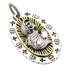 Bikerringshop Santa Muerte Gothic Pendant Necklace 14 Bikerringshop Santa Muerte Gothic Pendant Necklace -Outlet Rings Store Santa Muerte pendant 4