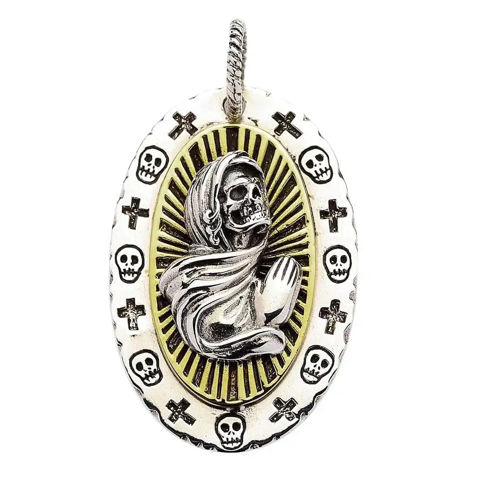 Bikerringshop Santa Muerte Gothic Pendant Necklace 4 Bikerringshop Santa Muerte Gothic Pendant Necklace - Image 2