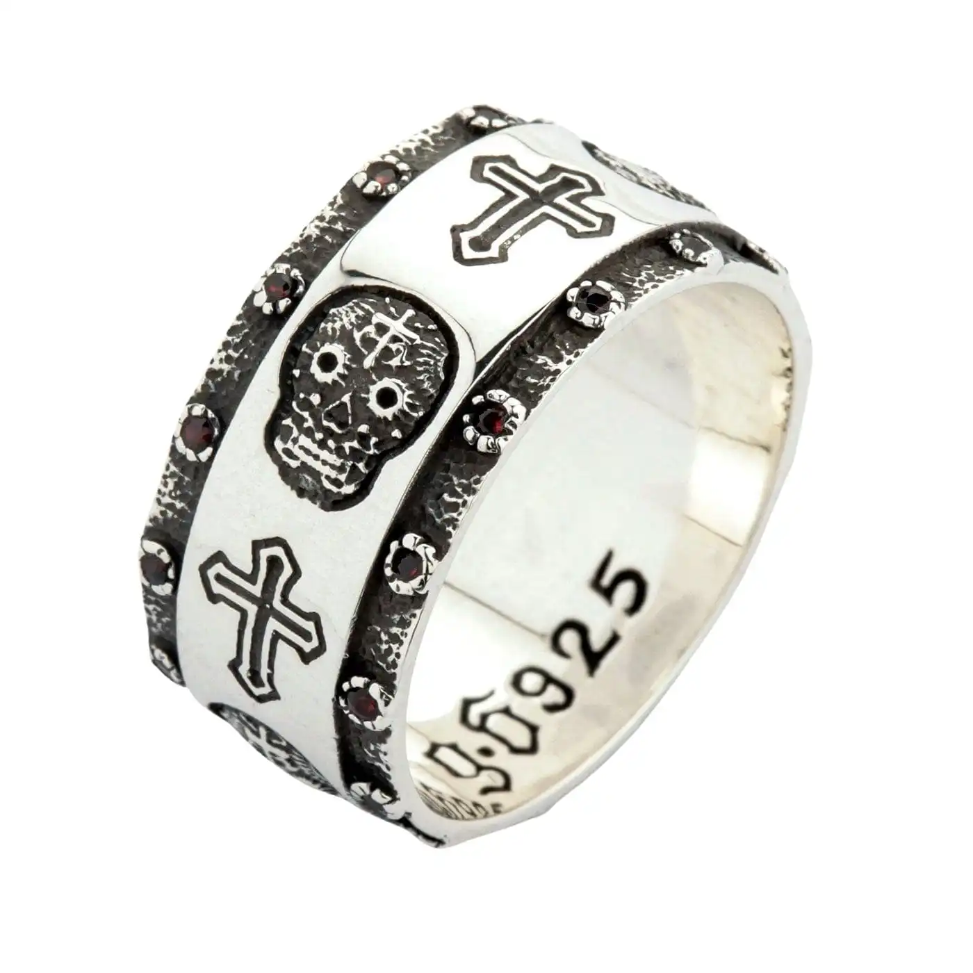 Bikerringshop Sterling Silver Skull Cross Santa Muerte Ring 4 Bikerringshop Sterling Silver Skull Cross Santa Muerte Ring - Image 2