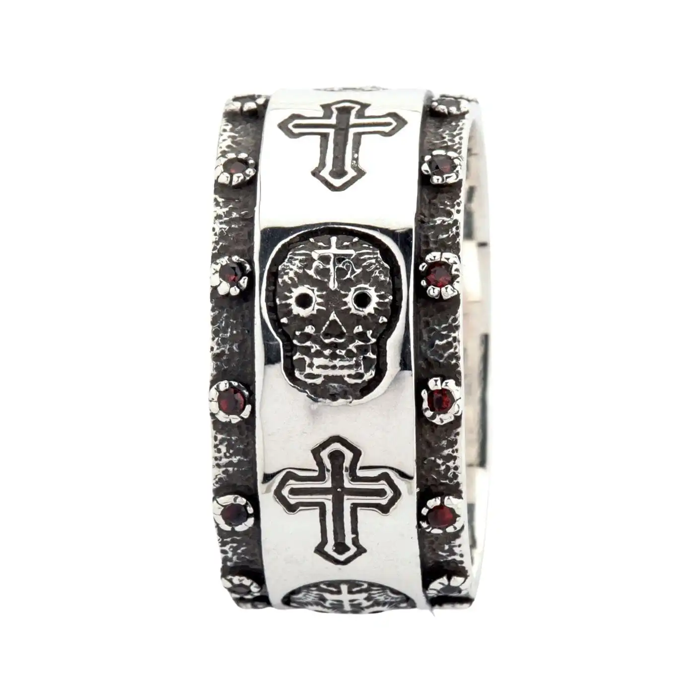 Bikerringshop Sterling Silver Skull Cross Santa Muerte Ring 5 Bikerringshop Sterling Silver Skull Cross Santa Muerte Ring - Image 3