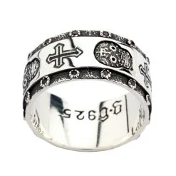 Bikerringshop Sterling Silver Skull Cross Santa Muerte Ring 15 Bikerringshop Sterling Silver Skull Cross Santa Muerte Ring -Outlet Rings Store Santa Muerte ring 4