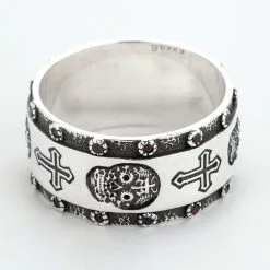 Bikerringshop Sterling Silver Skull Cross Santa Muerte Ring 13 Bikerringshop Sterling Silver Skull Cross Santa Muerte Ring -Outlet Rings Store Santa Muerte ring 7