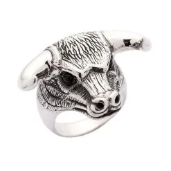 Bikerringshop Sterling Silver Bull Taurus Ring -Outlet Rings Store Silver Bull Taurus Ring 12