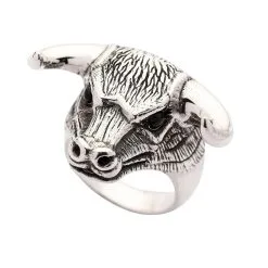 Bikerringshop Sterling Silver Bull Taurus Ring -Outlet Rings Store Silver Bull Taurus Ring 13