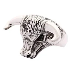 Bikerringshop Sterling Silver Bull Taurus Ring -Outlet Rings Store Silver Bull Taurus Ring 2