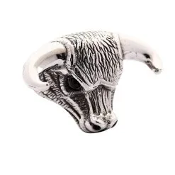 Bikerringshop Sterling Silver Bull Taurus Ring -Outlet Rings Store Silver Bull Taurus Ring 3