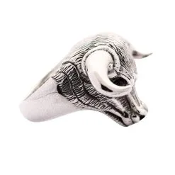 Bikerringshop Sterling Silver Bull Taurus Ring -Outlet Rings Store Silver Bull Taurus Ring 4