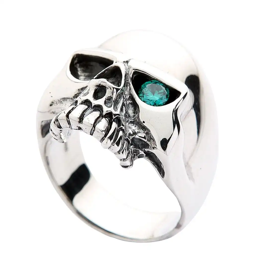 Bikerringshop Sterling Silver Blue Topaz Eye Skull Ring 8 Bikerringshop Sterling Silver Blue Topaz Eye Skull Ring - Image 6