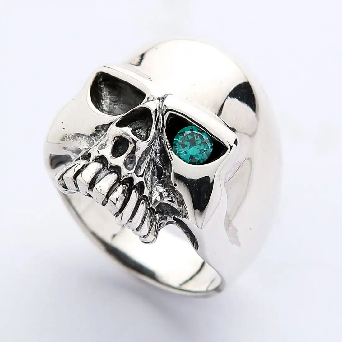 Bikerringshop Sterling Silver Blue Topaz Eye Skull Ring 6 Bikerringshop Sterling Silver Blue Topaz Eye Skull Ring - Image 4