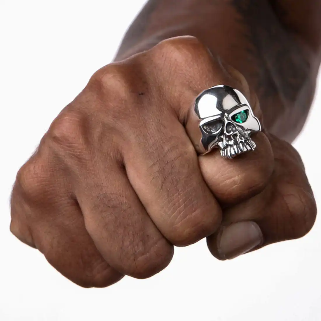 Bikerringshop Sterling Silver Blue Topaz Eye Skull Ring 11 Bikerringshop Sterling Silver Blue Topaz Eye Skull Ring - Image 9