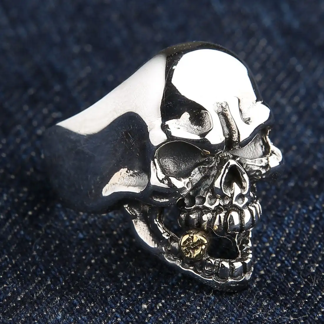 Bikerringshop Sterling Silver Cigar Mafia Skull Biker Ring 5 Bikerringshop Sterling Silver Cigar Mafia Skull Biker Ring - Image 3