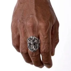 Bikerringshop Sterling Silver Cross Crucifix Skull Skeleton Gothic Ring -Outlet Rings Store Sterling Silver Cross Crucifix Skull Skeleton Gothic Ring for Men