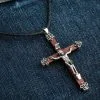Bikerringshop Sterling Silver Crucifix Cross Wood Jesus Pendant -Outlet Rings Store Sterling Silver Crucifix Cross Wood Jesus Pendant 2