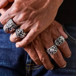 Bikerringshop Sterling Silver Flame Skull Crossbones Ring 14 Bikerringshop Sterling Silver Flame Skull Crossbones Ring -Outlet Rings Store Sterling Silver Flame Skull Crossbones Rings