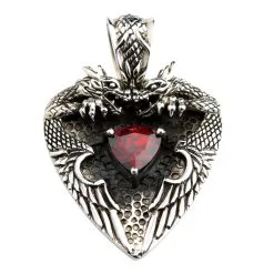 Bikerringshop Sterling Silver Knight Garnet Dragon Pendant 12 Bikerringshop Sterling Silver Knight Garnet Dragon Pendant -Outlet Rings Store Sterling Silver Knight Garnet Dragon Pendant 3