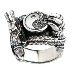 Bikerringshop Sterling Silver Yin-Yang Dragon Ring -Outlet Rings Store Sterling Silver Yin Yang Dragon Ring 4