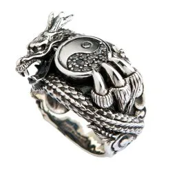 Bikerringshop Sterling Silver Yin-Yang Dragon Ring -Outlet Rings Store Sterling Silver Yin Yang Dragon Ring 5