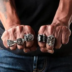 Bikerringshop Sterling Silver Yin-Yang Dragon Ring