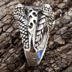 Bikerringshop Blue Sapphire Claw Mens Gothic Ring -Outlet Rings Store WBG17 11710