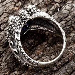 Bikerringshop Blue Sapphire Claw Mens Gothic Ring -Outlet Rings Store WBG17 11715