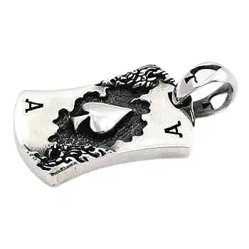 Bikerringshop Sterling Silver Ace Spade Mens Dog Tag Pendant 4 Bikerringshop Sterling Silver Ace Spade Mens Dog Tag Pendant - Image 2