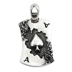 Bikerringshop Sterling Silver Ace Spade Mens Dog Tag Pendant